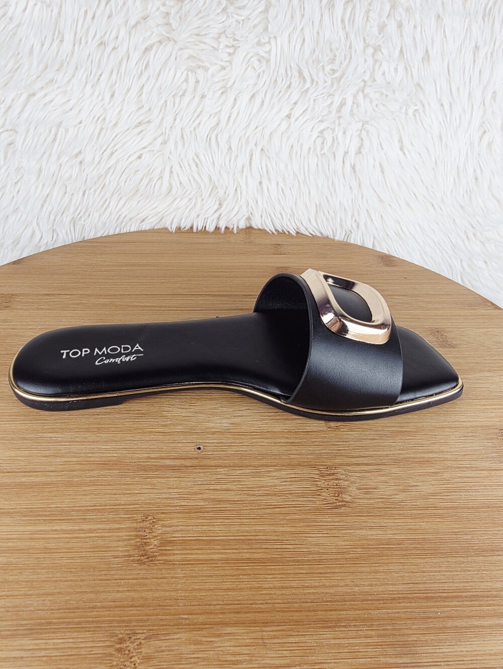 WOMEN'S SLIP IN BLACK SANDALS (MOANA-1 BLACK) - Picture 3 of 8